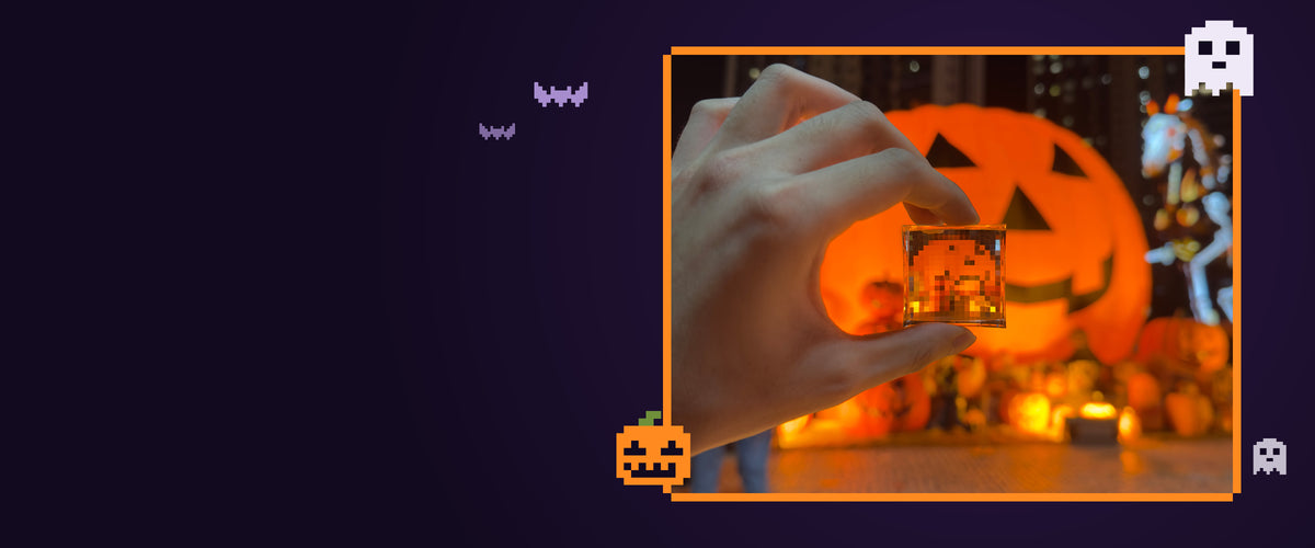 Pixel Crystal Halloween — framed Pixel Haunt